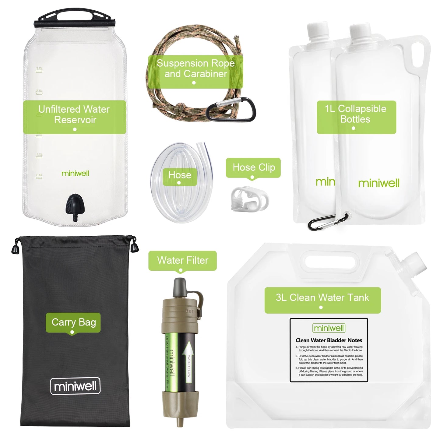 Outdoor Gravity Water Filter System for Hiking, Camping, Survival and Travel
