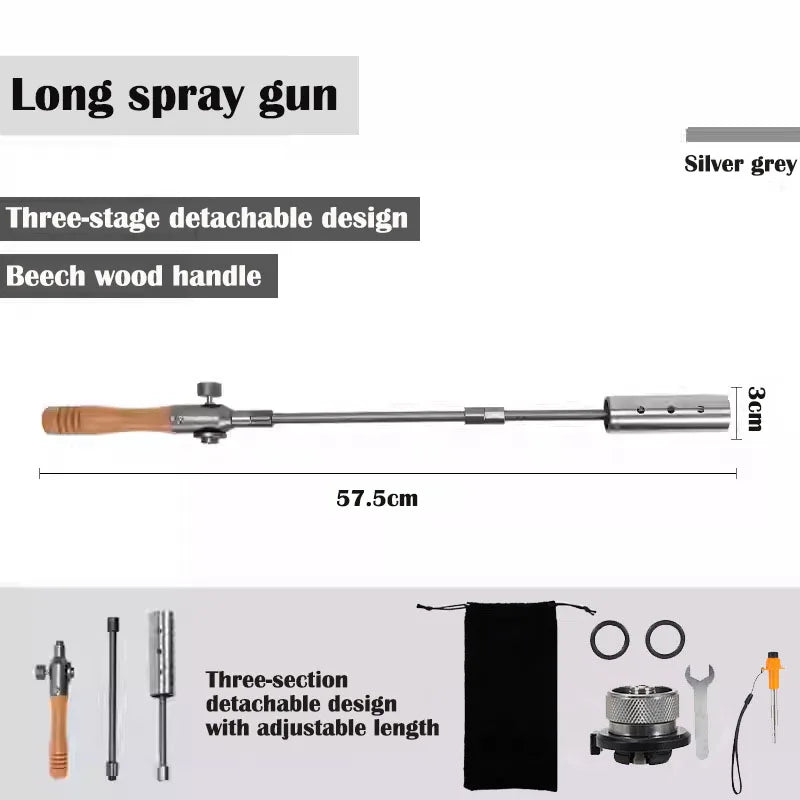 Long Handle Flamethrower, Detachable Stainless Steel Portable Camping Torch, Easy to Carry for Outdoor Fire Starting BBQ