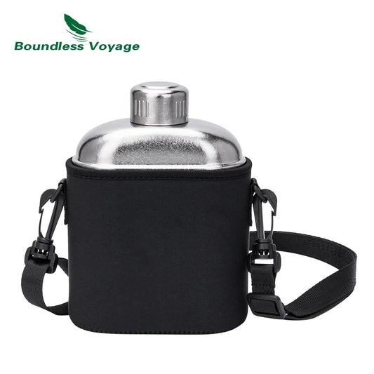 Titanium Bottle with Carry Bag 1.1L Open Flame Heating Canteen Leakproof Drinkware for Hiking Ti3012D