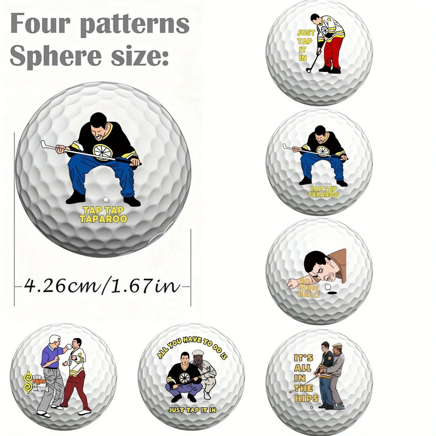 4pcs Golf Balls High Elasticity Unique Designs Long Distance Training Practice Sports Accessories for Golfers Christmas Gift
