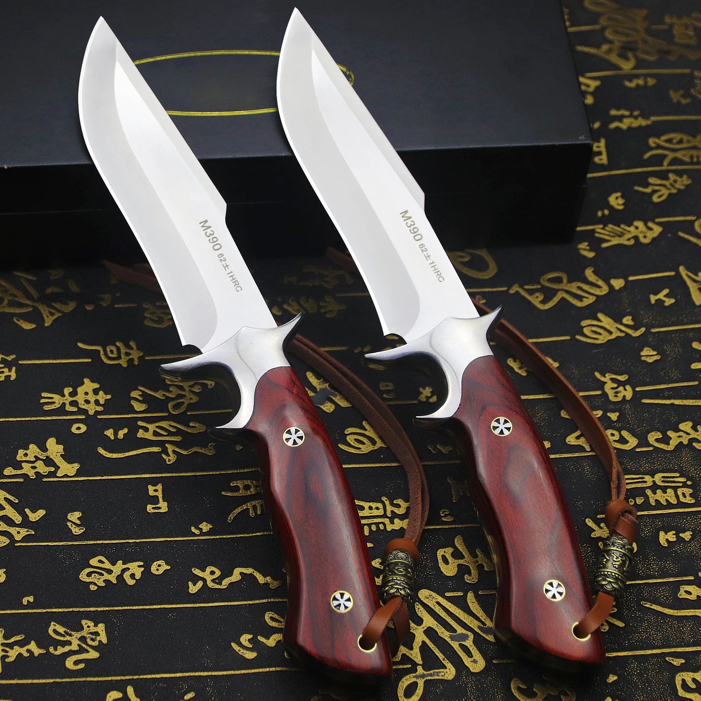 steel outdoor knife, full Tang integrated steel, high hardness straight knife, portable, durable self-defense camping knife