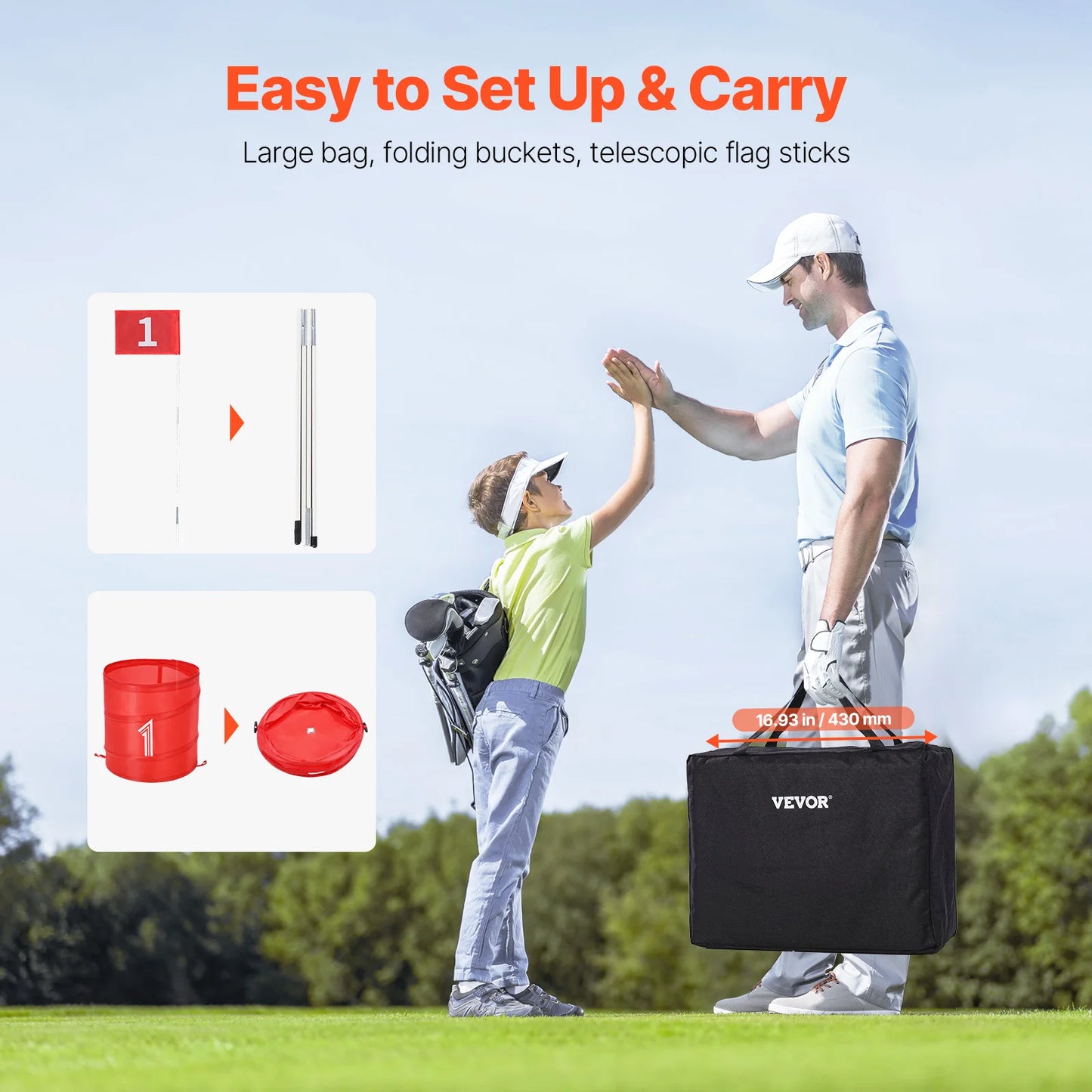 3/6/9 Hole Backyard Golf Game Portable Bucket Golf Course Practice Chipping Games for Family Outdoor Sports