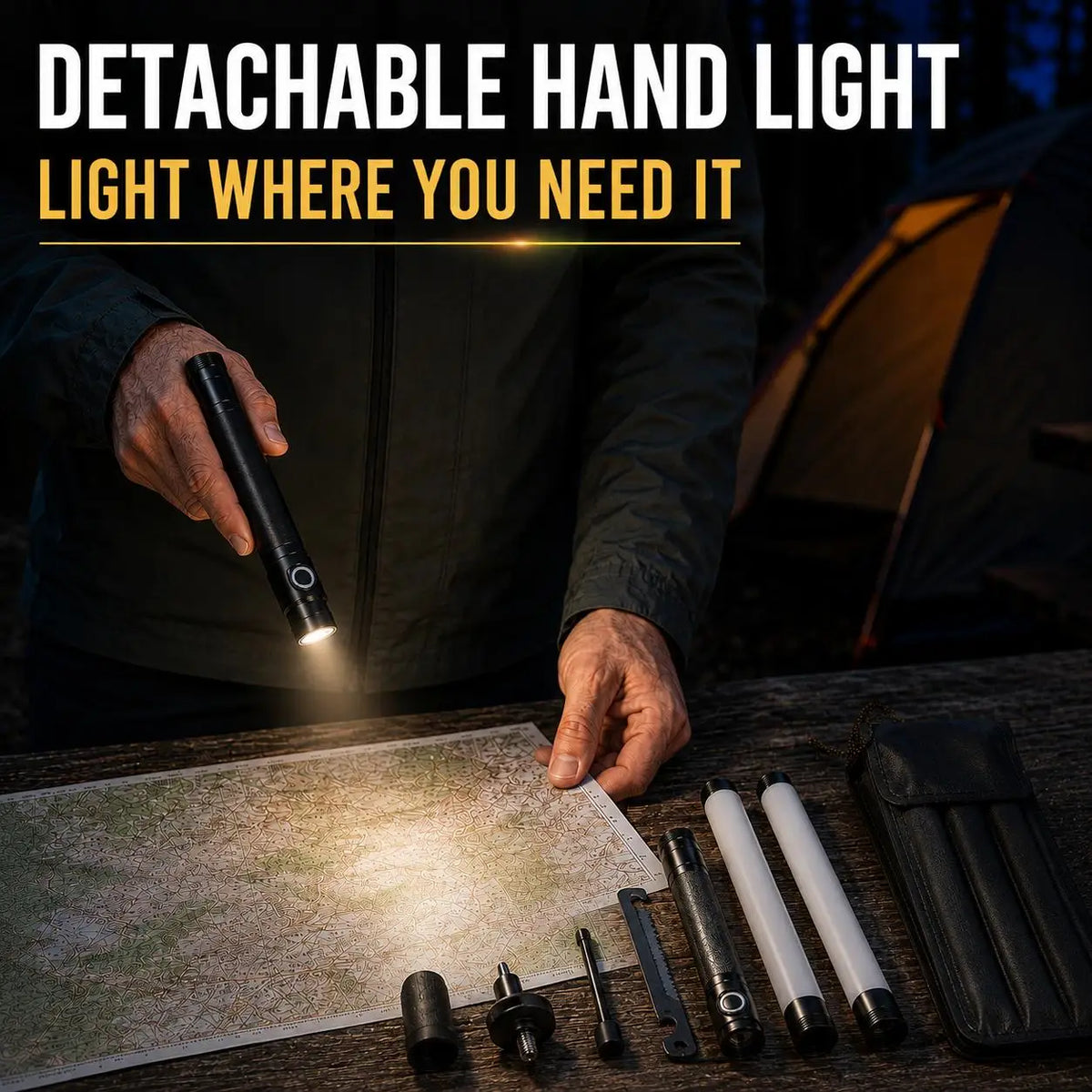 LED Walking Stick Type C Rechargeable Trekking Poles Detachable Light Up Hiking Pole Aluminum Alloy Illuminated Cane For Night Hikes Outdoor Camping Mountaineering Safety Equipment Unisex Walking Aid
