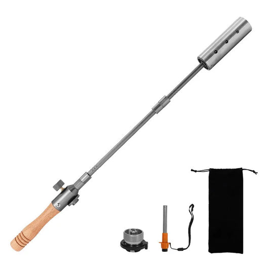Long Handle Flamethrower, Detachable Stainless Steel Portable Camping Torch, Easy to Carry for Outdoor Fire Starting BBQ