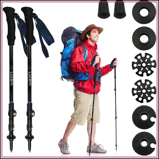 6.5 oz Extreme Ultralight Anti-Shock Carbon Trekking Poles – Durable, Comfortable, Safe for All Terrains, Perfect for Backpacking & Hiking