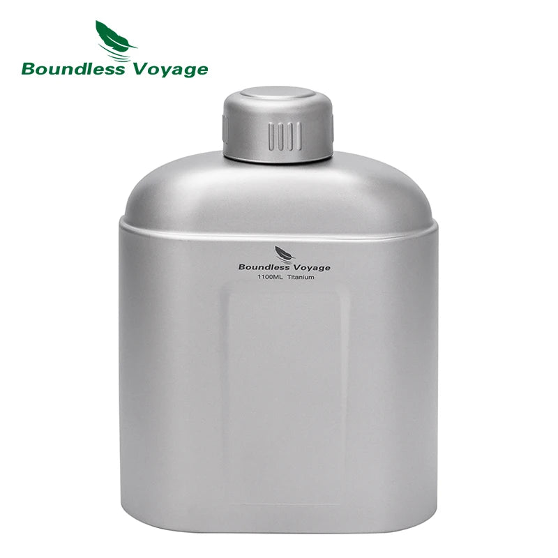 Titanium Bottle with Carry Bag 1.1L Open Flame Heating Canteen Leakproof Drinkware for Hiking Ti3012D