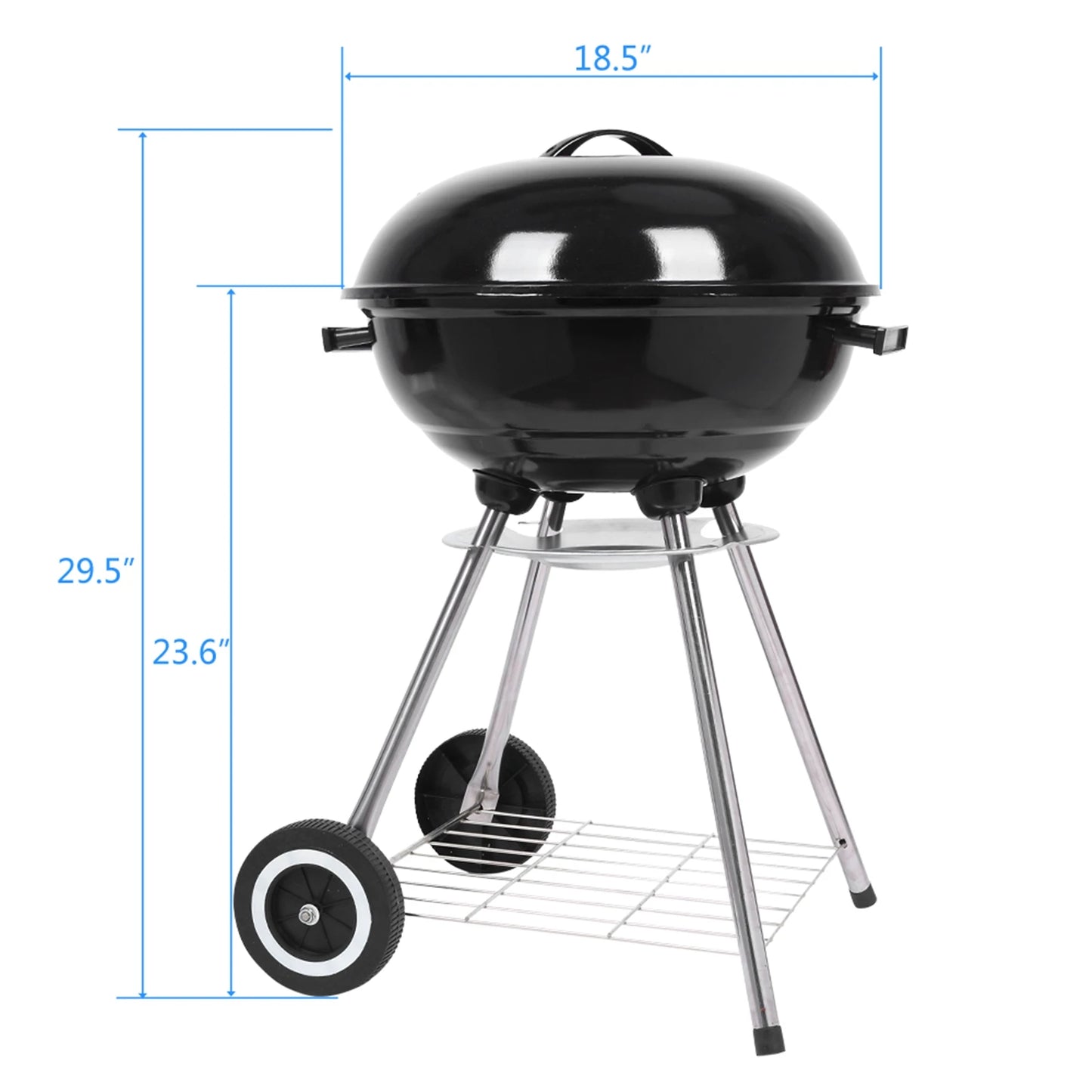 Portable Charcoal Grill with Thermometer & Wooden Handle Compact Tabletop Barbecue Grill for Outdoor Camping BBQ Grilling Backy