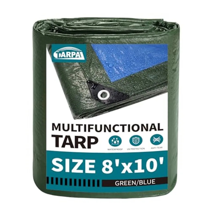 8x10 Feet Green Tarp Waterproof Lightweight tarps Multipurpose Protective Cover All Purpose Poly Tarps Cover for Firewood Outdo