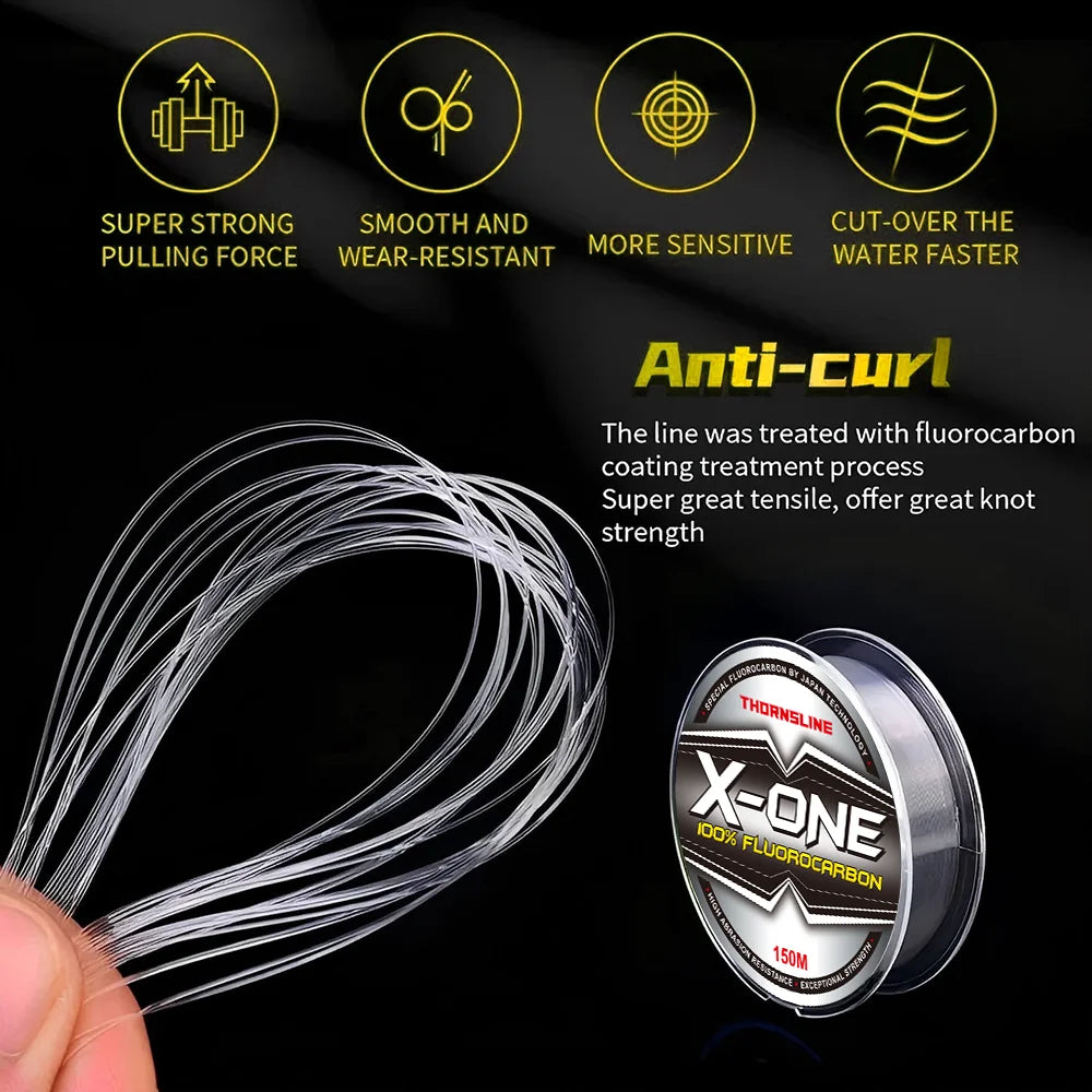 100% Fluorocarbon Fishing Line 50M 150M Carbon Fiber Leader Line Invisible Sinking Clear Monofilament Line 2-71LB
