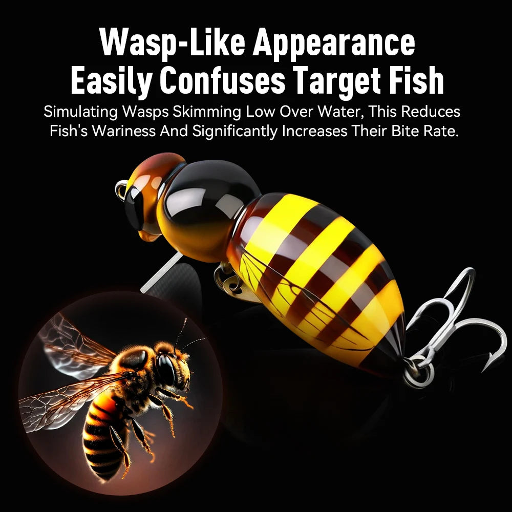 3Pcs Wasp Minnow Topwater Fishing Lure Two Types 35mm 3.9g Floating Spinner Single Hook Artificial Hard Baits Bass Pike