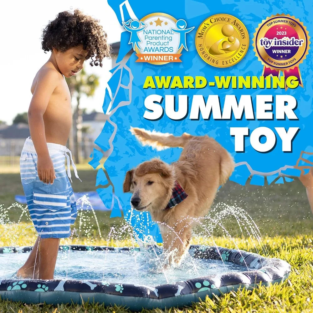 69'' Extra Large Splash Pad for Kids & Dogs, Non Slip Sprinkler Mat, Summer Outdoor Water Toys for Toddlers 1-3 & Children 4-8, Baby Pool Backyard