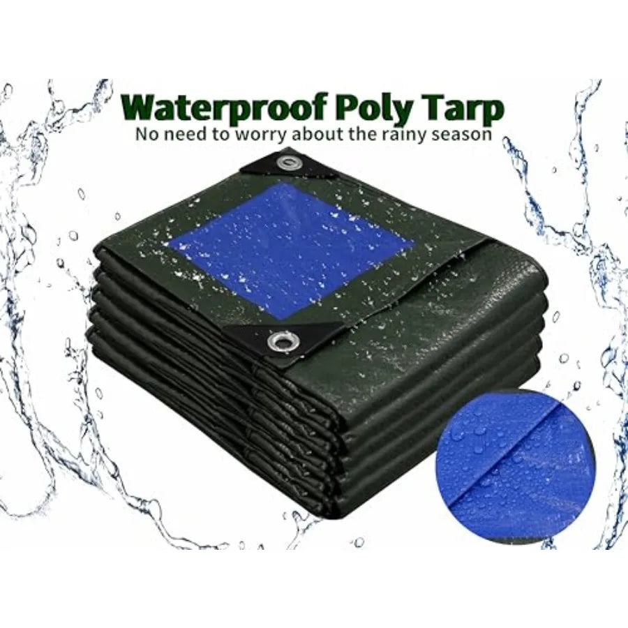 8x10 Feet Green Tarp Waterproof Lightweight tarps Multipurpose Protective Cover All Purpose Poly Tarps Cover for Firewood Outdo