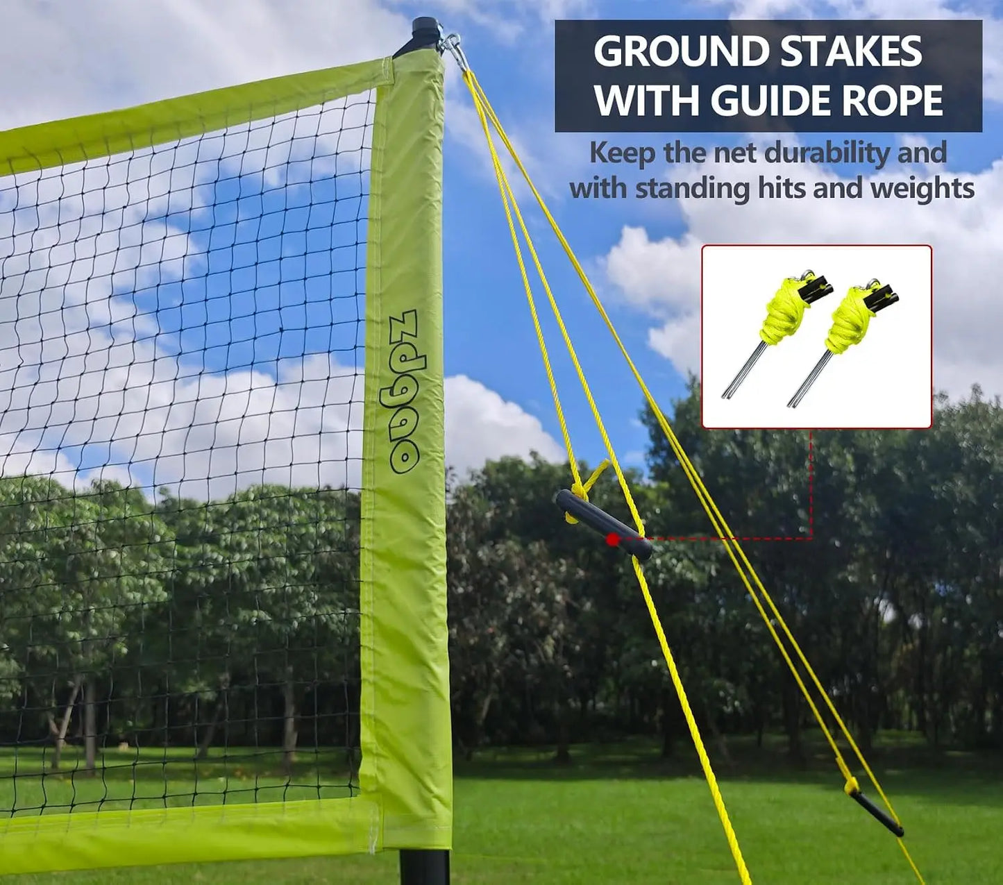 20FT/32FT Volleyball & Badminton Combo Set for Backyard | Adjustable Height Poles, Anti-Sag Net, Complete Set with Rackets, Volleyball, Boundary Line & Carry Bag