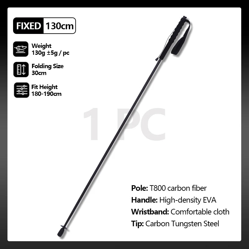 Ultra-Lightweight 115g City Running Poles, Trekking Poles, Foldable 5-Sections Carbon Fiber Hiking Sticks Walking Cane for Outdoor Gear Equipment, Multiple Sizes Available, Fixed 110cm, 120cm, 130cm, 1PC
