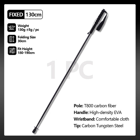 Ultra-Lightweight 115g City Running Poles, Trekking Poles, Foldable 5-Sections Carbon Fiber Hiking Sticks Walking Cane for Outdoor Gear Equipment, Multiple Sizes Available, Fixed 110cm, 120cm, 130cm, 1PC