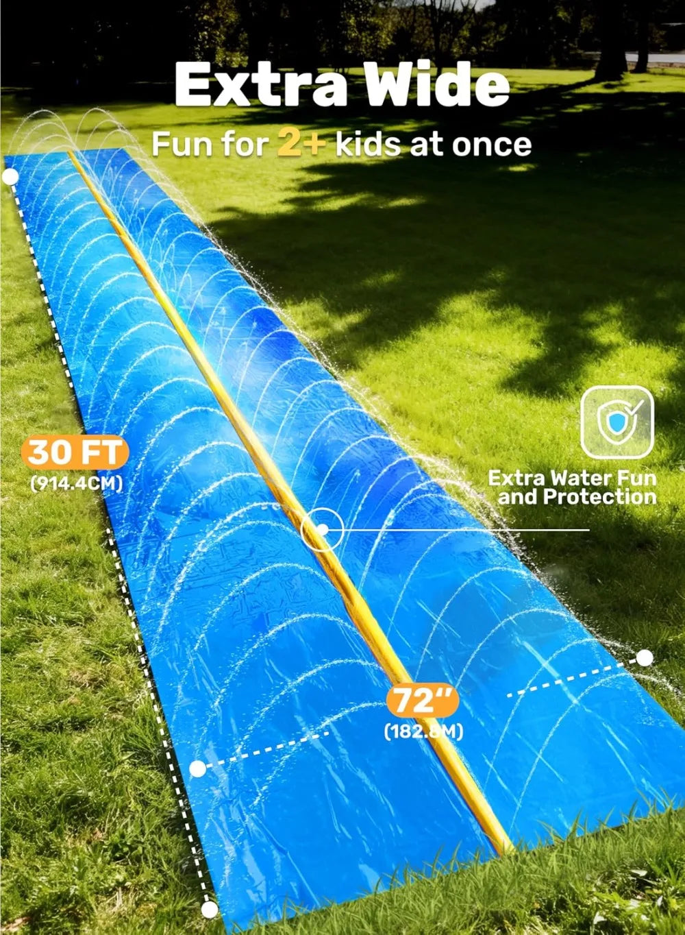 30ft x 6ft Huge Water Slide with Built-in Sprinkler & 2 Inflatable Boards for Kids Adults Outdoor Party Summer Fun