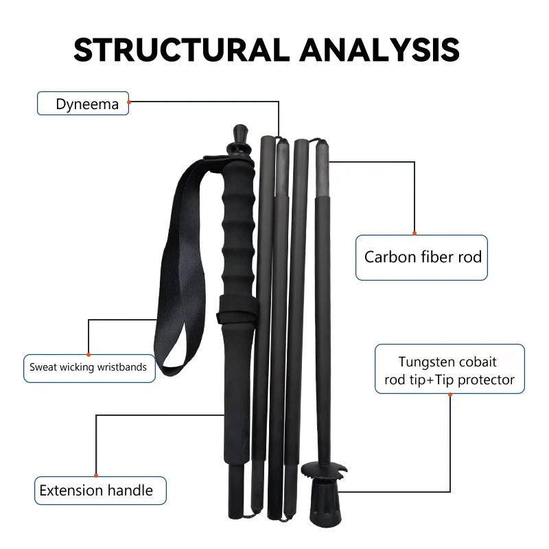Ultra-Lightweight 115g City Running Poles, Trekking Poles, Foldable 5-Sections Carbon Fiber Hiking Sticks Walking Cane for Outdoor Gear Equipment, Multiple Sizes Available, Fixed 110cm, 120cm, 130cm, 1PC