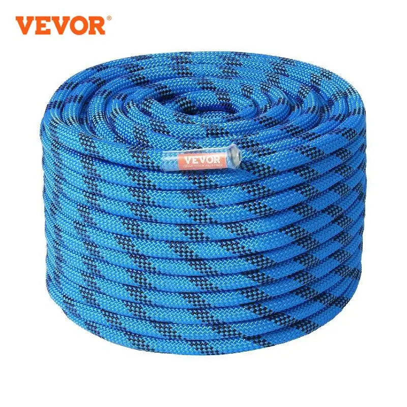 12.7mm Static Climbing Rope 125/150/200ft Outdoor Rock Climbing Rope 30KN Breaking Tension Fiber Rope w/ Steel Snap Hooks