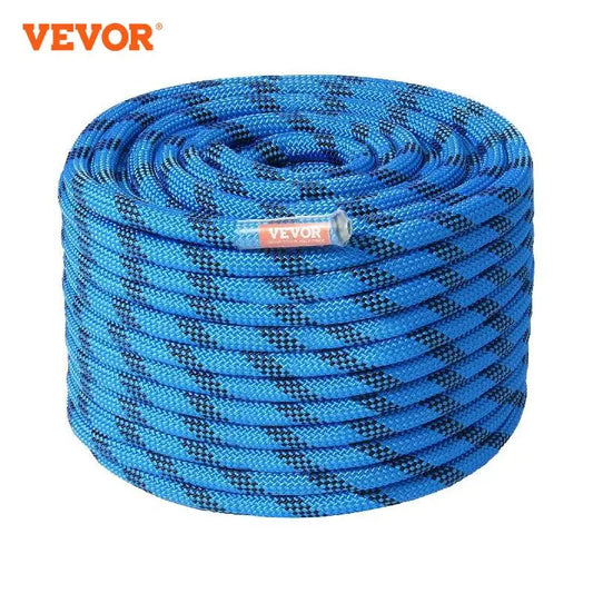 12.7mm Static Climbing Rope 125/150/200ft Outdoor Rock Climbing Rope 30KN Breaking Tension Fiber Rope w/ Steel Snap Hooks
