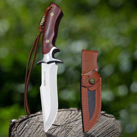 steel outdoor knife, full Tang integrated steel, high hardness straight knife, portable, durable self-defense camping knife